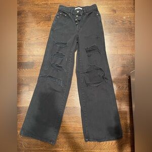 PacSun baggy high waist distressed black wide leg jeans